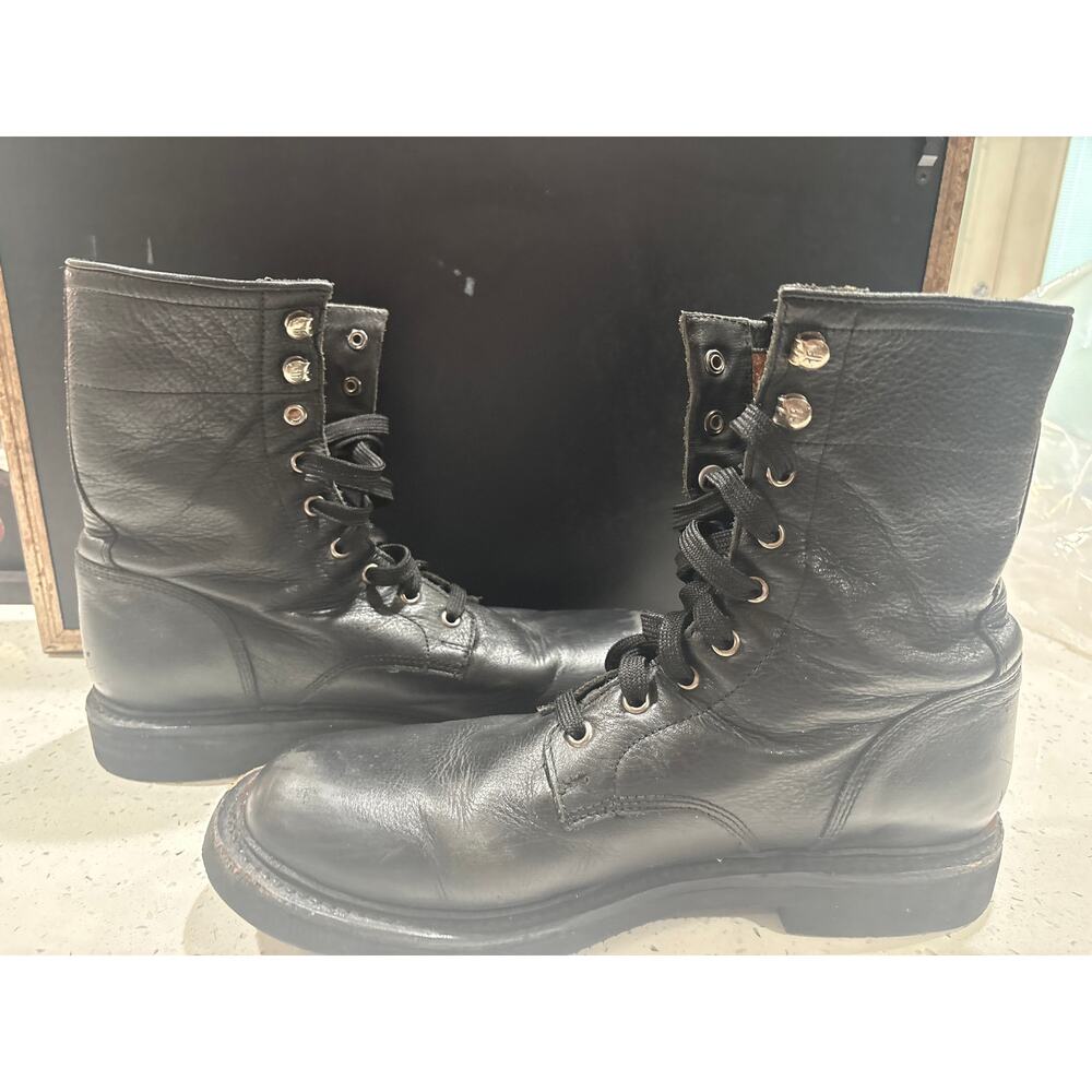 Frye Combat Logger Black Leather Boots - Picture 2 of 5